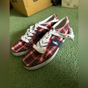 Vintage Polo Ralph Lauren Plaid Sneakers Shoes Mens Size 10